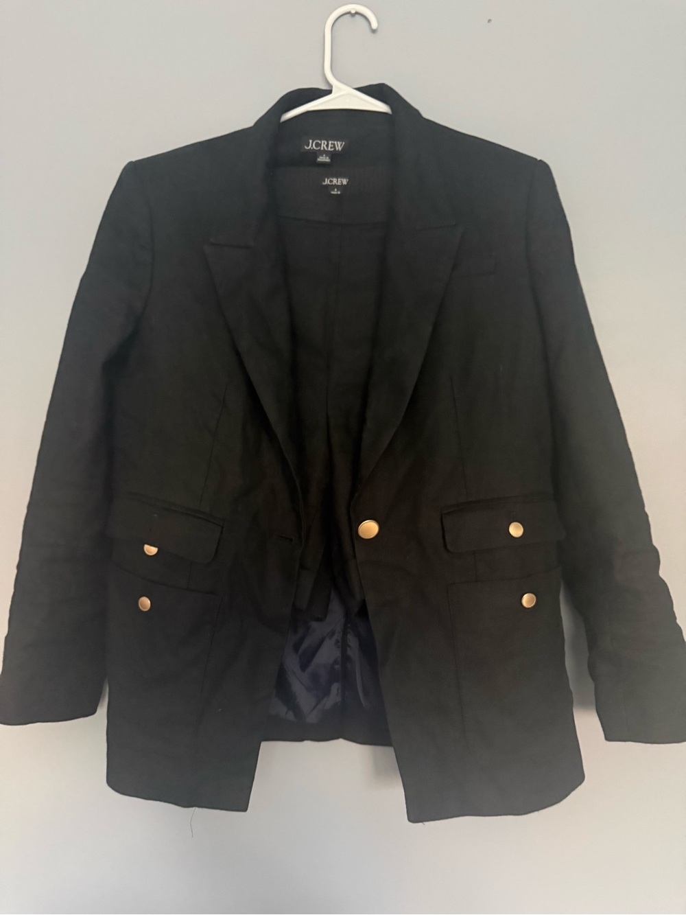 J. Crew Black Linen Blazer Set with Gold Buttons (blazer and shorts)